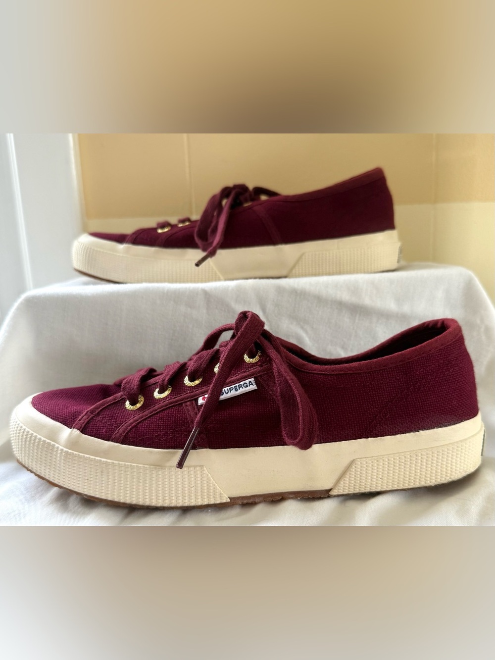 Superga 2750 Cotu Classic Low Top Lace Up Burgundy Sneakers - Picture 5 of 8